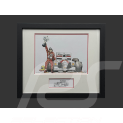 Cadre Ayrton Senna McLaren MP4/4 1988 Cadre en Bois Noir avec esquisse 25 x 30 cm - Uli Ehret