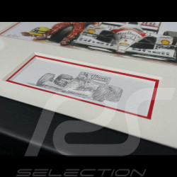 Ayrton Senna Rahmen McLaren MP4/4 1988 Schwarzer Holzrahmen mit Skizze 25 x 30 cm - Uli Ehret