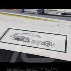 Porsche 911 Frame Carrera RS 2.7 1972 Black Wooden Frame with Sketch 25 x 30 cm - Uli Ehret