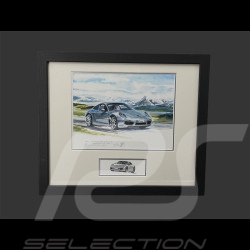 Cadre Porsche 911 type 991 2011 Cadre en Bois Noir avec esquisse 25 x 30 cm - Uli Ehret