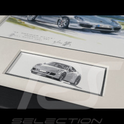 Cadre Porsche 911 type 991 2011 Cadre en Bois Noir avec esquisse 25 x 30 cm - Uli Ehret