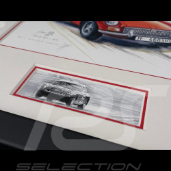 MG-B Rahmen Cabriolet 1962 Schwarzer Holzrahmen mit Skizze 25 x 30 cm - Uli Ehret