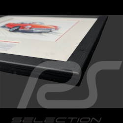 MG-B Frame Convertible 1962 Black Wooden Frame with Sketch 25 x 30 cm - Uli Ehret