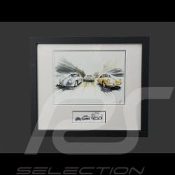 Porsche Frame 356 1955 Black Wooden Frame with Sketch 25 x 30 cm - Uli Ehret