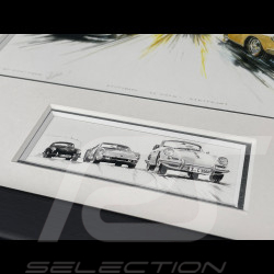 Porsche Rahmen 356 1955 Schwarzer Holzrahmen mit Skizze 25 x 30 cm - Uli Ehret