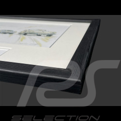 Porsche Rahmen 356 1955 Schwarzer Holzrahmen mit Skizze 25 x 30 cm - Uli Ehret