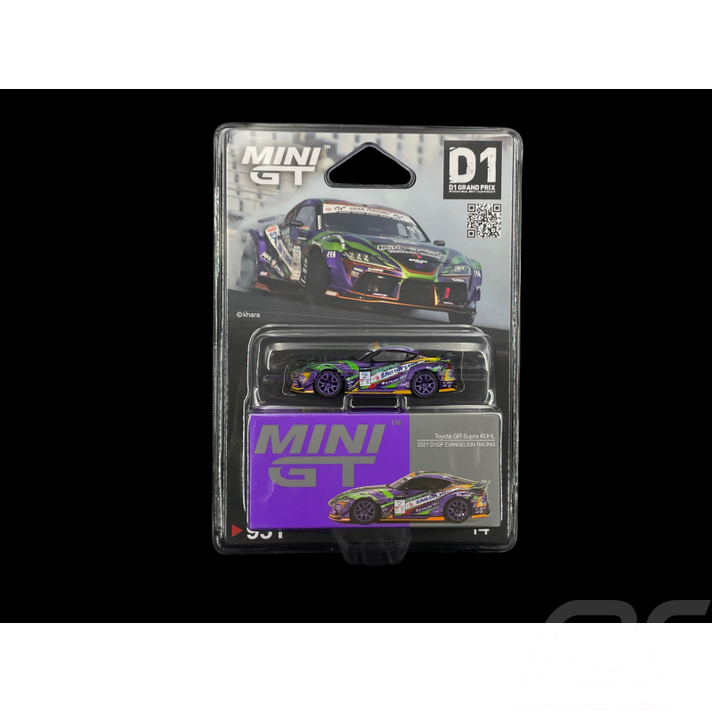 Toyota GR Supra Kuhl D1GP Evangelion Racing 2021 Lila / Grün 1/64 Mini GT MGT00951-BL