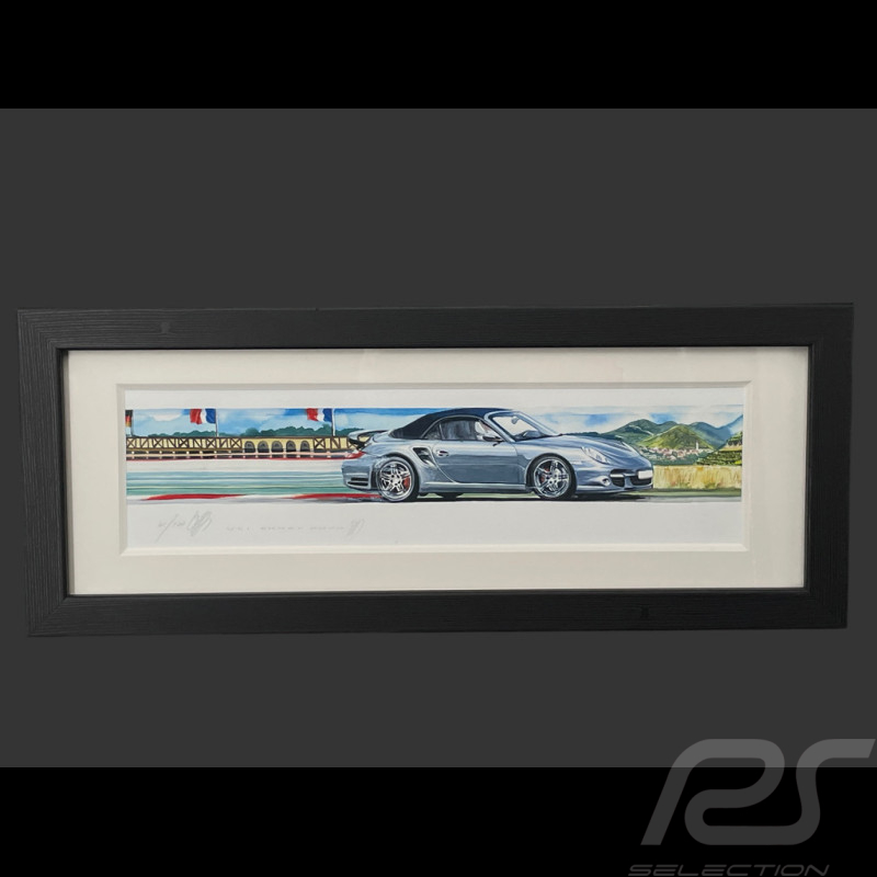 Porsche Frame 911 Convertible Type 991.2 2015 Black Wooden Frame 38 x 15 cm - Uli Ehret