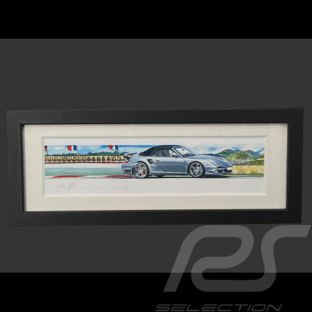 Porsche Frame 911 Convertible Type 991.2 2015 Black Wooden Frame 38 x 15 cm - Uli Ehret