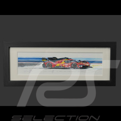 Ferrari 499P n° 51 Winner 24h Le Mans 2023 Black Wooden Frame 38 x 15 cm - Uli Ehret
