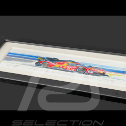 Ferrari 499P n° 51 Sieger 24h Le Mans 2023 Schwarzer Holzrahmen 38 x 15 cm - Uli Ehret
