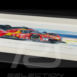 Ferrari 499P n° 51 Winner 24h Le Mans 2023 Black Wooden Frame 38 x 15 cm - Uli Ehret