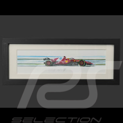 Cadre Ferrari SF-25 n° 44 Lewis Hamilton F1 Cadre en Bois Noir 38 x 15 cm - Uli Ehret
