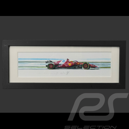 Ferrari SF-25 n° 44 Lewis Hamilton F1 Black Wooden Frame 38 x 15 cm - Uli Ehret