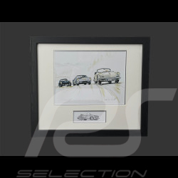 Porsche Frame 356 C / 904 / 356 A Coupé 1963 Black Wooden Frame with Sketch 25 x 30 cm - Uli Ehret