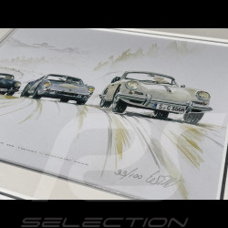 Porsche Rahmen 356 C / 904 / 356 A Coupé 1963 Schwarzer Holzrahmen mit Skizze 25 x 30 cm - Uli Ehret