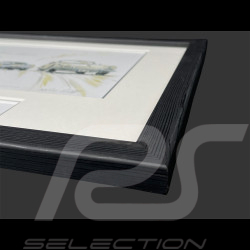 Porsche Frame 356 C / 904 / 356 A Coupé 1963 Black Wooden Frame with Sketch 25 x 30 cm - Uli Ehret