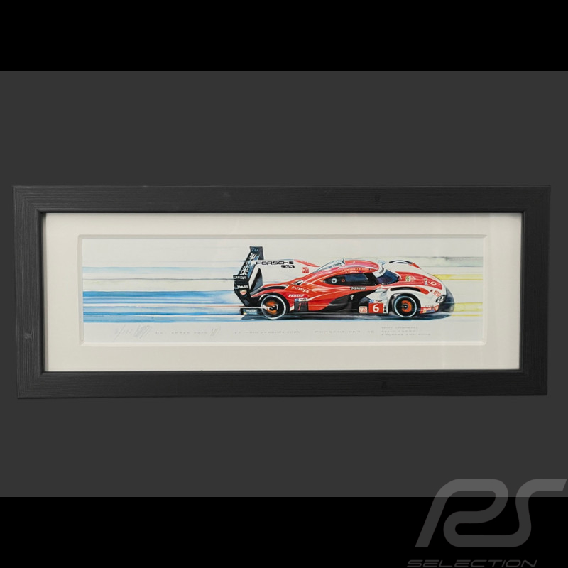 Porsche Rahmen 963 N° 6 2024 Schwarzer Holzrahmen 38 x 15 cm - Uli Ehret