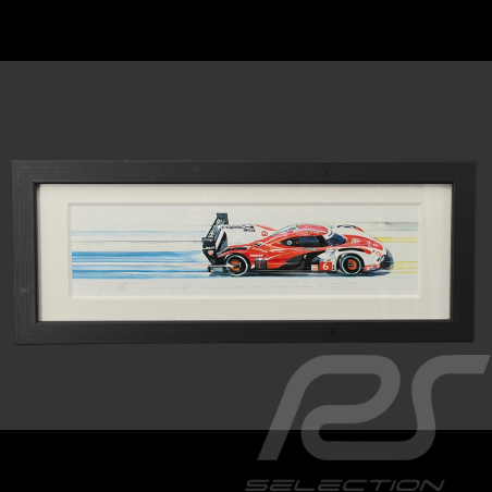 Cadre Porsche 963 N° 6 2024 Cadre en Bois Noir 38 x 15 cm - Uli Ehret