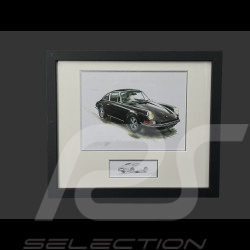 Porsche Frame 911 Coupe 1964 Black Wooden Frame with Sketch 25 x 30 cm - Uli Ehret