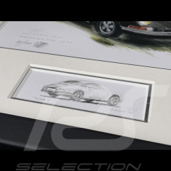 Cadre Porsche 911 Coupe 1964 Cadre en Bois Noir avec esquisse 25 x 30 cm - Uli Ehret