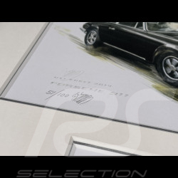Porsche Rahmen 911 Coupe 1964 Schwarzer Holzrahmen mit Skizze 25 x 30 cm - Uli Ehret