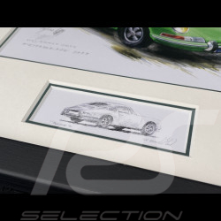Cadre Porsche 911 Coupe 1964 Cadre en Bois Noir avec esquisse 25 x 30 cm - Uli Ehret