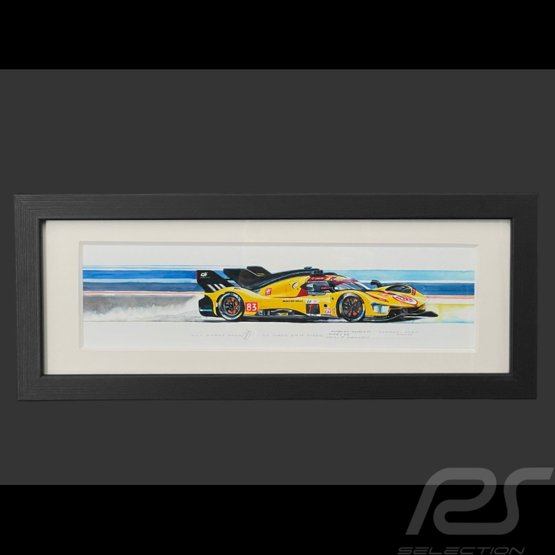 Cadre Ferrari 499P n° 83 24h Le Mans 2025 Cadre en Bois Noir 38 x 15 cm - Uli Ehret