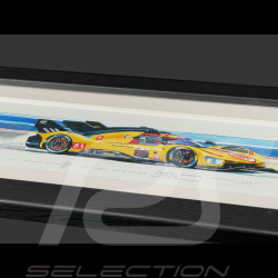 Ferrari Frame 499P n° 83 24h Le Mans 2025 Black Wooden Frame 38 x 15 cm - Uli Ehret