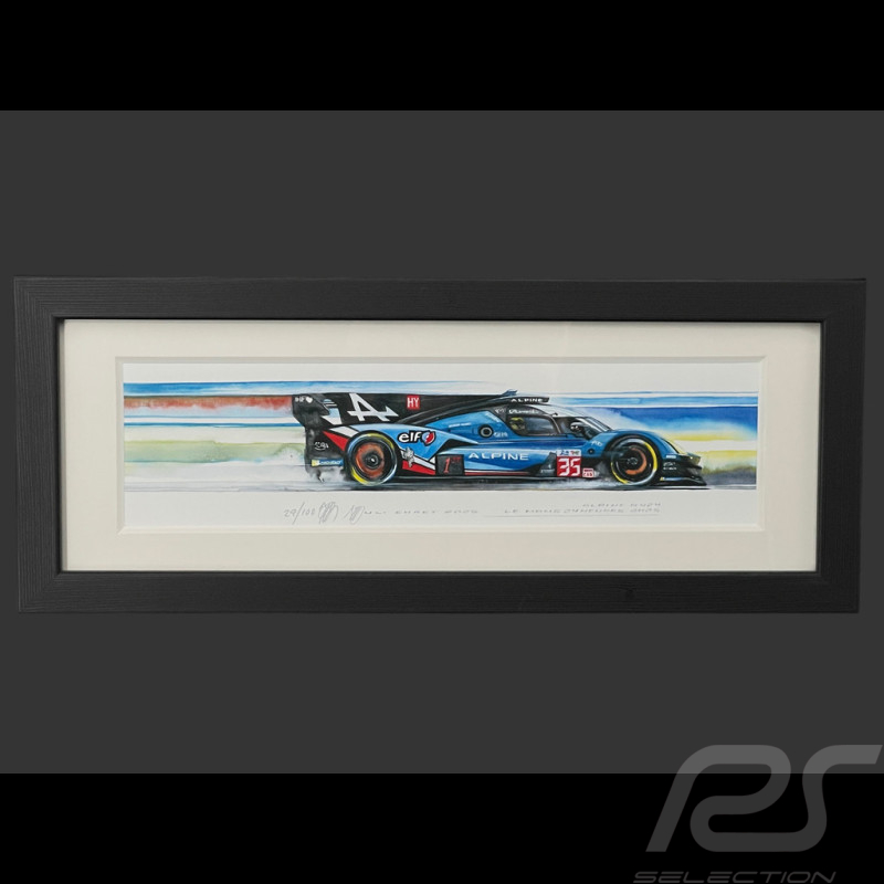 Cadre Alpine A424 n° 35 24h Le Mans 2025 Cadre en Bois Noir 38 x 15 cm - Uli Ehret