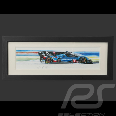 Alpine Frame A424 n° 35 24h Le Mans 2025 Black Wooden Frame 38 x 15 cm - Uli Ehret