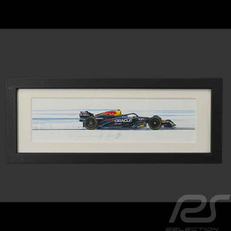 Red Bull Frame RB20 Max Verstappen 2024 Black Wooden Frame 38 x 15 cm - Uli Ehret
