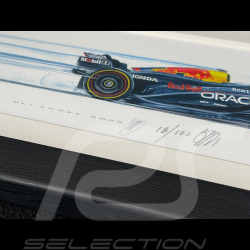 Red Bull Frame RB20 Max Verstappen 2024 Black Wooden Frame 38 x 15 cm - Uli Ehret