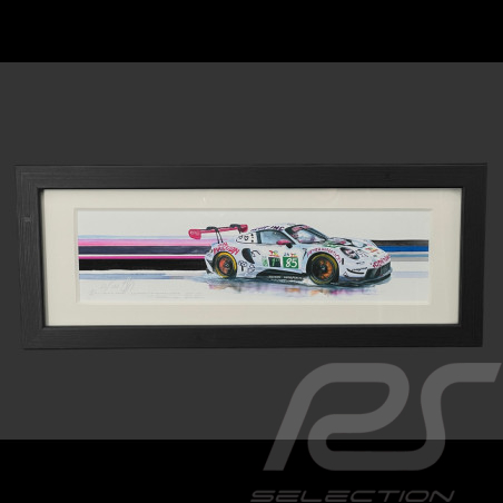 Cadre Porsche 911 RSR Type 991 n° 85 Iron Dames 24h Le Mans 2025 Cadre en Bois Noir 38 x 15 cm - Uli Ehret