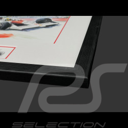 Ayrton Senna Rahmen McLaren MP4/4 n° 12 GP Monaco 1988 F1 Schwarzer Holzrahmen mit Skizze 25 x 30 cm - Uli Ehret