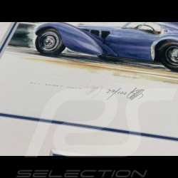 Bugatti Rahmen Type 57SC Atlantic 1936 Schwarzer Holzrahmen mit Skizze 25 x 30 cm - Uli Ehret