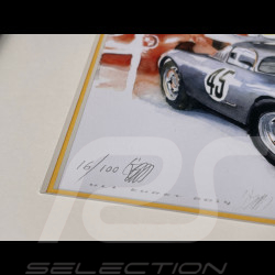 Porsche Rahmen 550A Coupé n° 25 24h Le Mans 1956 Schwarzer Holzrahmen mit Skizze 25 x 30 cm - Uli Ehret