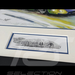 Cadre Porsche 917 LH n° 3 "Hippie" 24h Le Mans 1970 Cadre en Bois Noir avec esquisse 25 x 30 cm - Uli Ehret