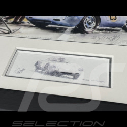 Cadre Porsche 550A / 4RS Coupé n°25 1956 Cadre en Bois Noir avec esquisse 25 x 30 cm - Uli Ehret