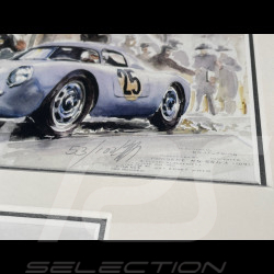 Cadre Porsche 550A / 4RS Coupé n°25 1956 Cadre en Bois Noir avec esquisse 25 x 30 cm - Uli Ehret