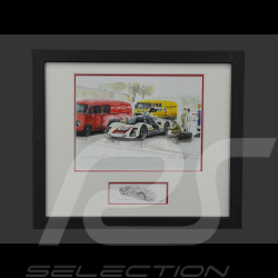 Porsche Frame 906 n° 53 Nürburgring Porsche Testday 1962 Black Wooden Frame with Sketch 25 x 30 cm - Uli Ehret