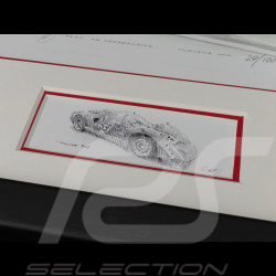 Cadre Porsche 906 n° 53 Nürburgring Porsche Testday 1962 Cadre en Bois Noir avec esquisse 25 x 30 cm - Uli Ehret