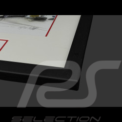 Porsche Frame 906 n° 53 Nürburgring Porsche Testday 1962 Black Wooden Frame with Sketch 25 x 30 cm - Uli Ehret