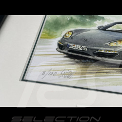 Cadre Porsche Boxster 2010 Cadre en Bois Noir avec esquisse 25 x 30 cm - Uli Ehret