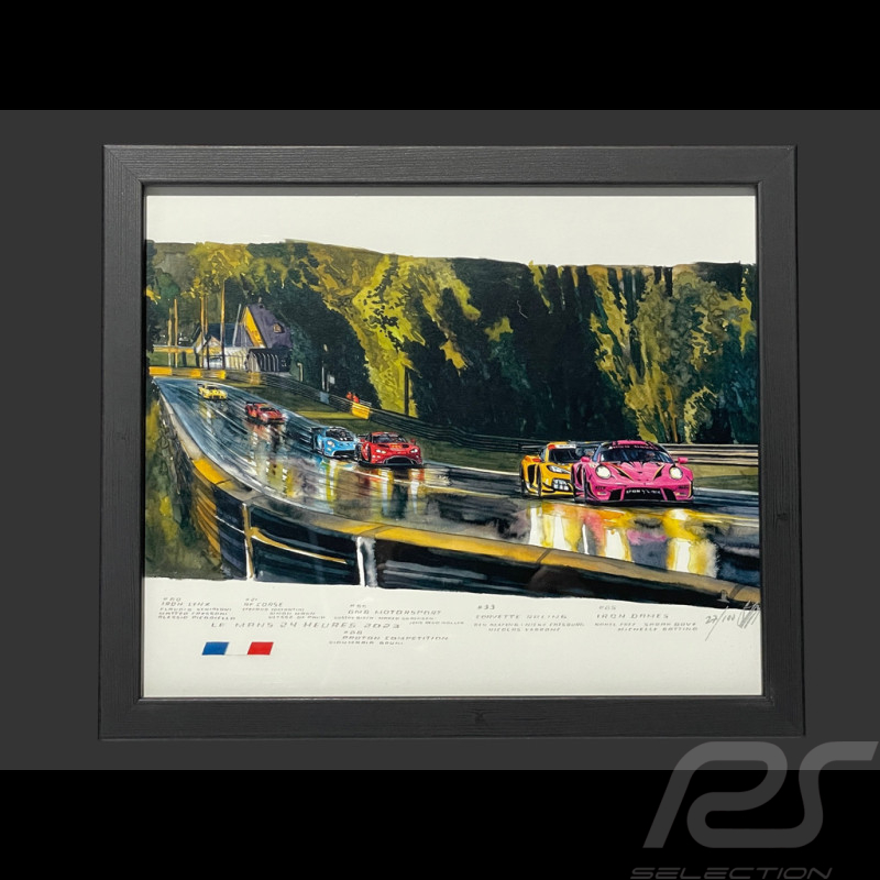24h LeMans Frame "The Mulsanne Kink" 2023 Black Wooden Frame 25 x 30 cm - Uli Ehret