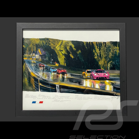 24h LeMans Rahmen "Der Knick von Mulsanne" 2023 Schwarzer Holzrahmen 25 x 30 cm - Uli Ehret