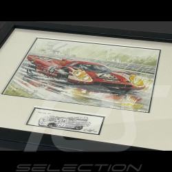 Porsche Frame 917 KH n° 23 Winner 24h Le Mans 1970 Black Wooden Frame with Sketch 25 x 30 cm - Uli Ehret