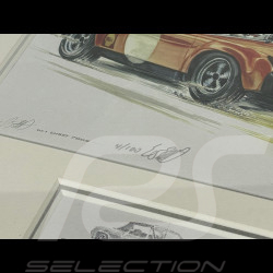 Porsche Frame 914/6 1970 Black Wooden Frame with Sketch 25 x 30 cm - Uli Ehret