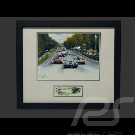 24h Le Mans Frame "Crime Time" 2025 Black Wooden Frame with Sketch 25 x 30 cm - Uli Ehret