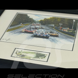 24h Le Mans Frame "Crime Time" 2025 Black Wooden Frame with Sketch 25 x 30 cm - Uli Ehret